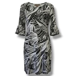 Alexandra+ Oak women's black and white short bell sleeves shift dress - small